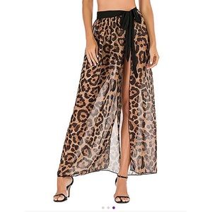 Brown Leopard Cover-up Skirt